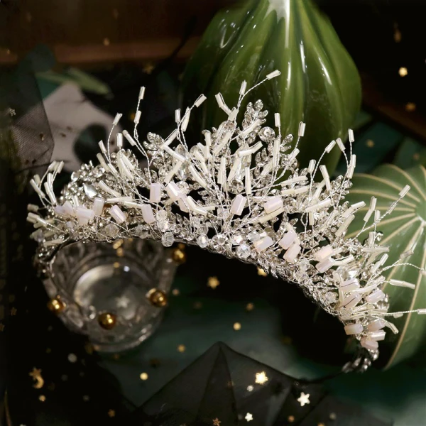 Elegant Sølv Beading Rhinestone Tiara 2020 Metall Har Tilbehor Bryllup