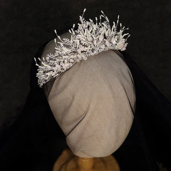 Elegant Sølv Beading Rhinestone Tiara 2020 Metall Har Tilbehor Bryllup