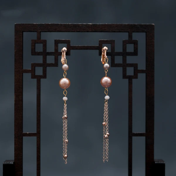 Chinese style Rose Gold Bridal Jewelry 2020 Alloy Leaf Pearl Tassel Earrings Tiara Wedding Accessories