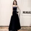 Chic / Beautiful Navy Blue Velour Evening Dresses  2020 A-Line / Princess Strapless Sleeveless Sash Floor-Length / Long Backless Formal Dresses