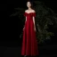 Schöne Rot Abendkleider 2020 A Linie Off Shoulder Kurze Ärmel Applikationen Spitze Perlenstickerei Stoffgürtel Gespaltete Front Lange Rüschen Rückenfreies Festliche Kleider