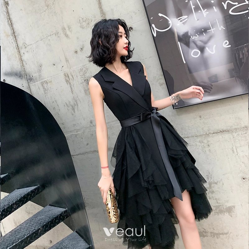 sachin and babi light blue dress Chic Beautiful Black Cocktail Dresses 2020 A-Line Princess V-Neck Sleeveless Sash Formal