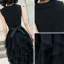 Chic / Belle Noire Robe De Cocktail 2020 Princesse V-Cou Sans Manches Ceinture Asymétrique Volants en Cascade Robe De Ceremonie