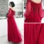 Elegant Burgundy Evening Dresses  2020 A-Line / Princess Off-The-Shoulder Puffy 3/4 Sleeve Appliques Lace Beading Floor-Length / Long Ruffle Backless Formal Dresses