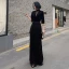 Vintage / Originale Noire Transparentes Robe De Soirée 2020 Gaine / Ajustement Col Haut 3/4 Manches Paillettes Gland Longue Robe De Ceremonie