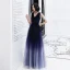 Starry Sky Navy Blue Evening Dresses  2020 A-Line / Princess V-Neck Sleeveless Glitter Tulle Floor-Length / Long Ruffle Formal Dresses