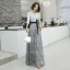 Chic / Belle Gris Robe De Soirée 2020 Princesse V-Cou 3/4 Manches Ceinture Paillettes Gland Longue Volants Robe De Ceremonie