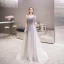 Elegante Violett Farbverlauf Abendkleider 2020 A Linie Spaghettiträger Ärmellos Perlenstickerei Perle Glanz Tülle Sweep / Pinsel Zug Rüschen Rückenfreies