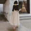Chic / Beautiful Champagne Black Evening Dresses  2020 A-Line / Princess Square Neckline 3/4 Sleeve Sequins Tulle Tea-length Ruffle Formal Dresses