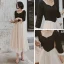 Chic / Beautiful Champagne Black Evening Dresses  2020 A-Line / Princess Square Neckline 3/4 Sleeve Sequins Tulle Tea-length Ruffle Formal Dresses