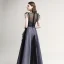 Chic / Beautiful Grey Black Evening Dresses  2020 A-Line / Princess See-through Square Neckline Sleeveless Glitter Polyester Floor-Length / Long Ruffle Formal Dresses