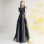 Chic / Beautiful Grey Black Evening Dresses  2020 A-Line / Princess See-through Square Neckline Sleeveless Glitter Polyester Floor-Length / Long Ruffle Formal Dresses