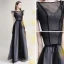 Chic / Beautiful Grey Black Evening Dresses  2020 A-Line / Princess See-through Square Neckline Sleeveless Glitter Polyester Floor-Length / Long Ruffle Formal Dresses