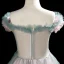 Charming Ink Blue See-through Birthday Flower Girl Dresses 2020 A-Line / Princess Off-The-Shoulder Short Sleeve Flower Appliques Lace Beading Pearl Rhinestone Court Train Cascading Ruffles