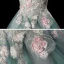 Charming Ink Blue See-through Birthday Flower Girl Dresses 2020 A-Line / Princess Off-The-Shoulder Short Sleeve Flower Appliques Lace Beading Pearl Rhinestone Court Train Cascading Ruffles