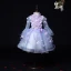 Flower Fairy Lilac See-through Birthday Flower Girl Dresses 2020 Ball Gown High Neck Long Sleeve Flower Appliques Lace Beading Short Ruffle
