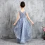 High Low Sky Blue Birthday Flower Girl Dresses 2020 A-Line / Princess V-Neck Sleeveless Appliques Lace Bow Sash Asymmetrical