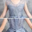 High Low Sky Blue Birthday Flower Girl Dresses 2020 A-Line / Princess V-Neck Sleeveless Appliques Lace Bow Sash Asymmetrical