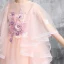 High Low Pearl Pink Flower Girl Dresses 2020 A-Line / Princess See-through Scoop Neck 1/2 Sleeves Appliques Lace Beading Asymmetrical Ruffle