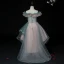 High Low Ink Blue Birthday Flower Girl Dresses 2020 Ball Gown Off-The-Shoulder Short Sleeve Backless Appliques Lace Beading Pearl Asymmetrical Ruffle