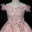 High Low Pearl Pink Birthday Flower Girl Dresses 2020 Ball Gown Off-The-Shoulder Short Sleeve Backless Lace Appliques Flower Rhinestone Asymmetrical Ruffle