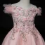 High Low Pearl Pink Birthday Flower Girl Dresses 2020 Ball Gown Off-The-Shoulder Short Sleeve Backless Lace Appliques Flower Rhinestone Asymmetrical Ruffle
