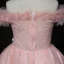 High Low Pearl Pink Birthday Flower Girl Dresses 2020 Ball Gown Off-The-Shoulder Short Sleeve Backless Lace Appliques Flower Rhinestone Asymmetrical Ruffle