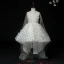 Fée Des Fleurs Blanche Transparentes Robe Ceremonie Fille 2020 Robe Boule Encolure Dégagée Sans Manches Appliques Papillon Perlage Gland Asymétrique Watteau Train Volants