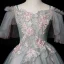 Chic / Beautiful Ink Blue Birthday Flower Girl Dresses 2020 Ball Gown Off-The-Shoulder Short Sleeve Backless Appliques Lace Beading Pearl Asymmetrical Ruffle