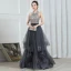 Fashion Grey Evening Dresses  2020 A-Line / Princess Halter Sleeveless Beading Floor-Length / Long Cascading Ruffles Backless Formal Dresses