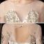 Schöne Ivory / Creme Hochzeits Brautkleider / Hochzeitskleider 2020 Ballkleid Durchsichtige Rundhalsausschnitt 1/2 Ärmel Rückenfreies Applikationen Pailletten Kapelle-Schleppe Rüschen