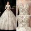 Schöne Ivory / Creme Hochzeits Brautkleider / Hochzeitskleider 2020 Ballkleid Durchsichtige Rundhalsausschnitt 1/2 Ärmel Rückenfreies Applikationen Pailletten Kapelle-Schleppe Rüschen