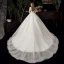 Vintage / Retro Ivory See-through Bridal Wedding Dresses 2020 Ball Gown High Neck 3/4 Sleeve Backless Appliques Lace Beading Glitter Tulle Chapel Train Ruffle