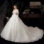 Schöne Ivory / Creme Hochzeits Brautkleider / Hochzeitskleider 2020 Ballkleid Off Shoulder Kurze Ärmel Rückenfreies Glanz Tülle Kapelle-Schleppe Rüschen