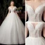 Chic / Belle Ivoire Transparentes La Mariée Robe De Mariée 2020 Robe Boule Encolure Dégagée Manches Courtes Dos Nu Perlage Gland Glitter Tulle Chapel Train