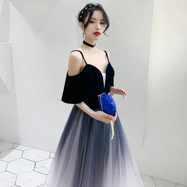 white and dark blue dress Must Be Love Floral Maxi Dress - Blue and White main image 1