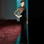 Fashion Black Evening Dresses  2020 Trumpet / Mermaid High Neck 3/4 Sleeve Beading Glitter Polyester Floor-Length / Long Formal Dresses