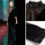 Fashion Black Evening Dresses  2020 Trumpet / Mermaid High Neck 3/4 Sleeve Beading Glitter Polyester Floor-Length / Long Formal Dresses
