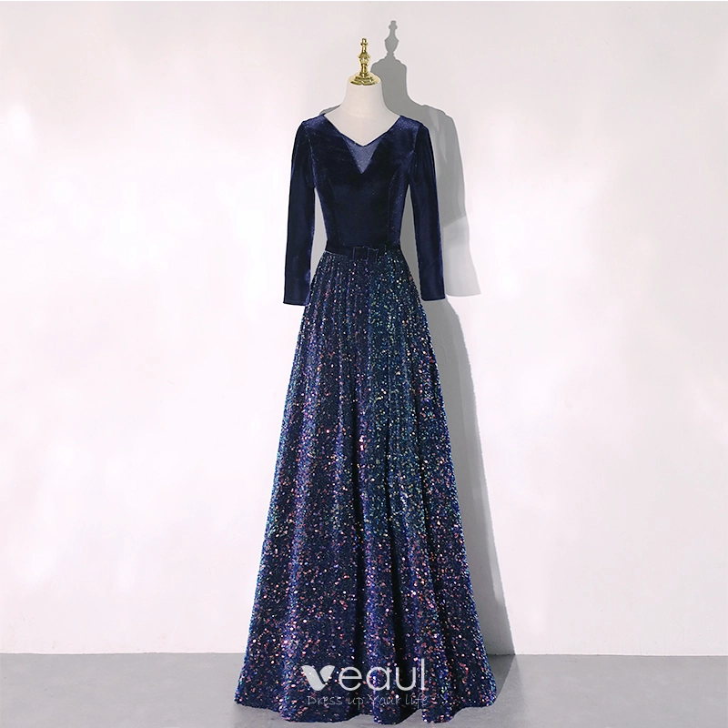 green emerald velvet dress Sophia Blue Floral Modest Prom Dress XLarge main image 1