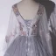 Elegant Grey Dancing Prom Dresses 2020 Ball Gown Scoop Neck Long Sleeve Backless Appliques Lace Rhinestone Feather Floor-Length / Long Ruffle