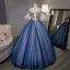 Chic / Beautiful Royal Blue Dancing Prom Dresses 2020 Ball Gown Off-The-Shoulder Bell sleeves Appliques Lace Embroidered Flower Rhinestone Floor-Length / Long Ruffle
