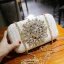 Chic / Belle Ivoire Tresser Carrés Pochette 2020 Métal Faux Diamant