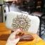 Chic / Belle Ivoire Tresser Carrés Pochette 2020 Métal Faux Diamant