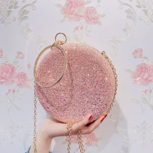 Schöne Pink Glanz Runde Clutch Tasche 2020
