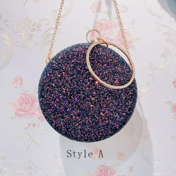 Chic / Beautiful Candy Pink Glitter Round Clutch Bags 2020