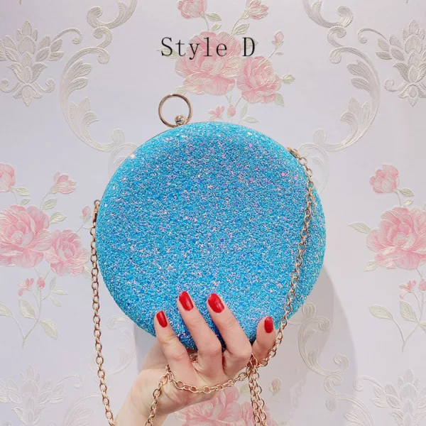 Chic / Beautiful Candy Pink Glitter Round Clutch Bags 2020