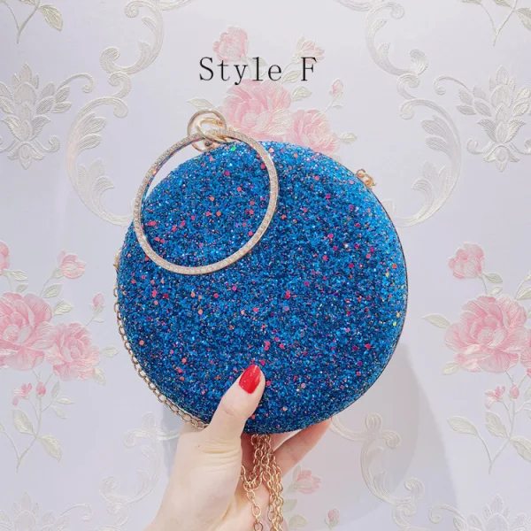 Chic / Beautiful Candy Pink Glitter Round Clutch Bags 2020
