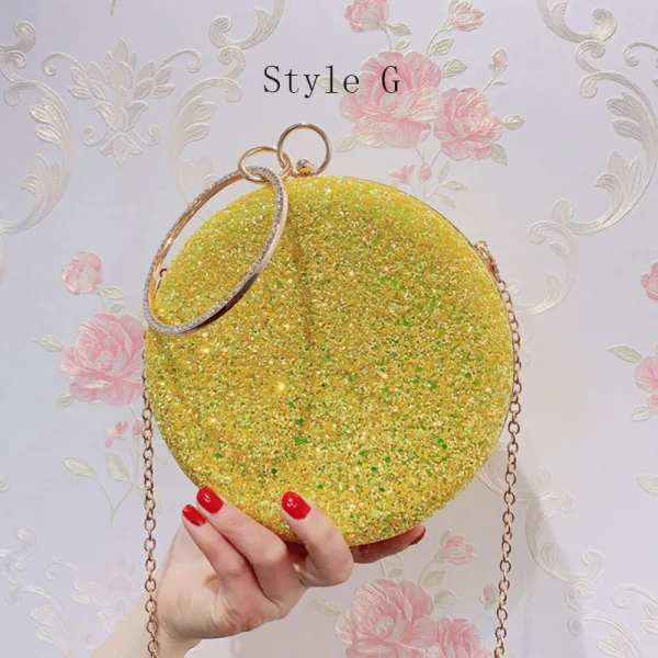 Chic / Beautiful Candy Pink Glitter Round Clutch Bags 2020