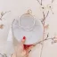 Fashion Beige Round Clutch Bags 2020 Metal Beading Pearl 3D Lace Tassel