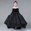 Schöne Schwarz Geburtstag Blumenmädchenkleider 2020 A Linie Off Shoulder Lange Ärmel Rückenfreies Perle Sweep / Pinsel Zug Rüschen